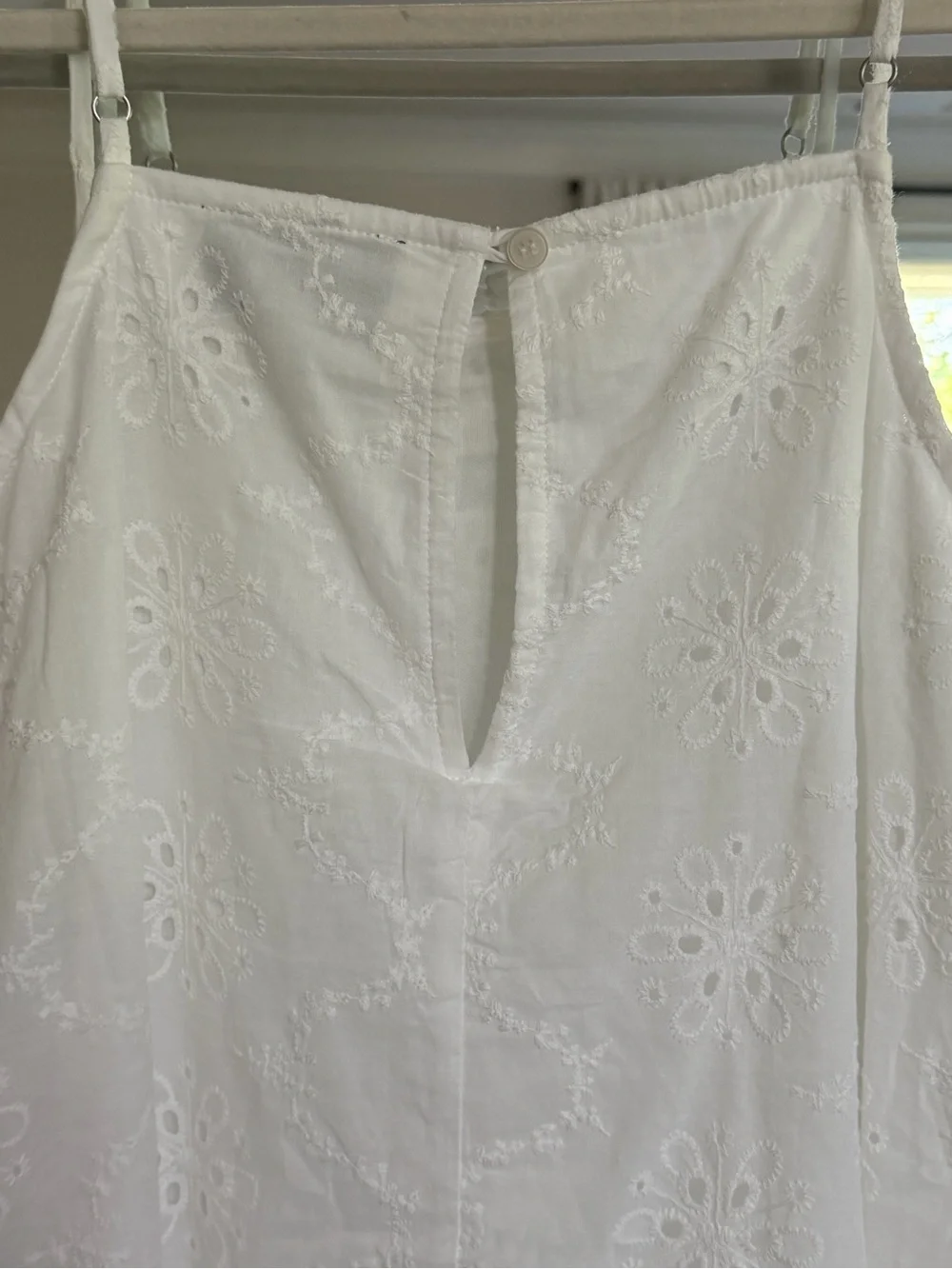 NWOT White Eyelet Mini Dress with Adjustable Straps